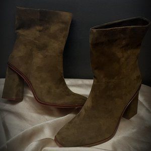 Vince Camuto Olive Green Suede Boots